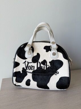 Von Dutch Black & White Mini Top-Handle Bag
